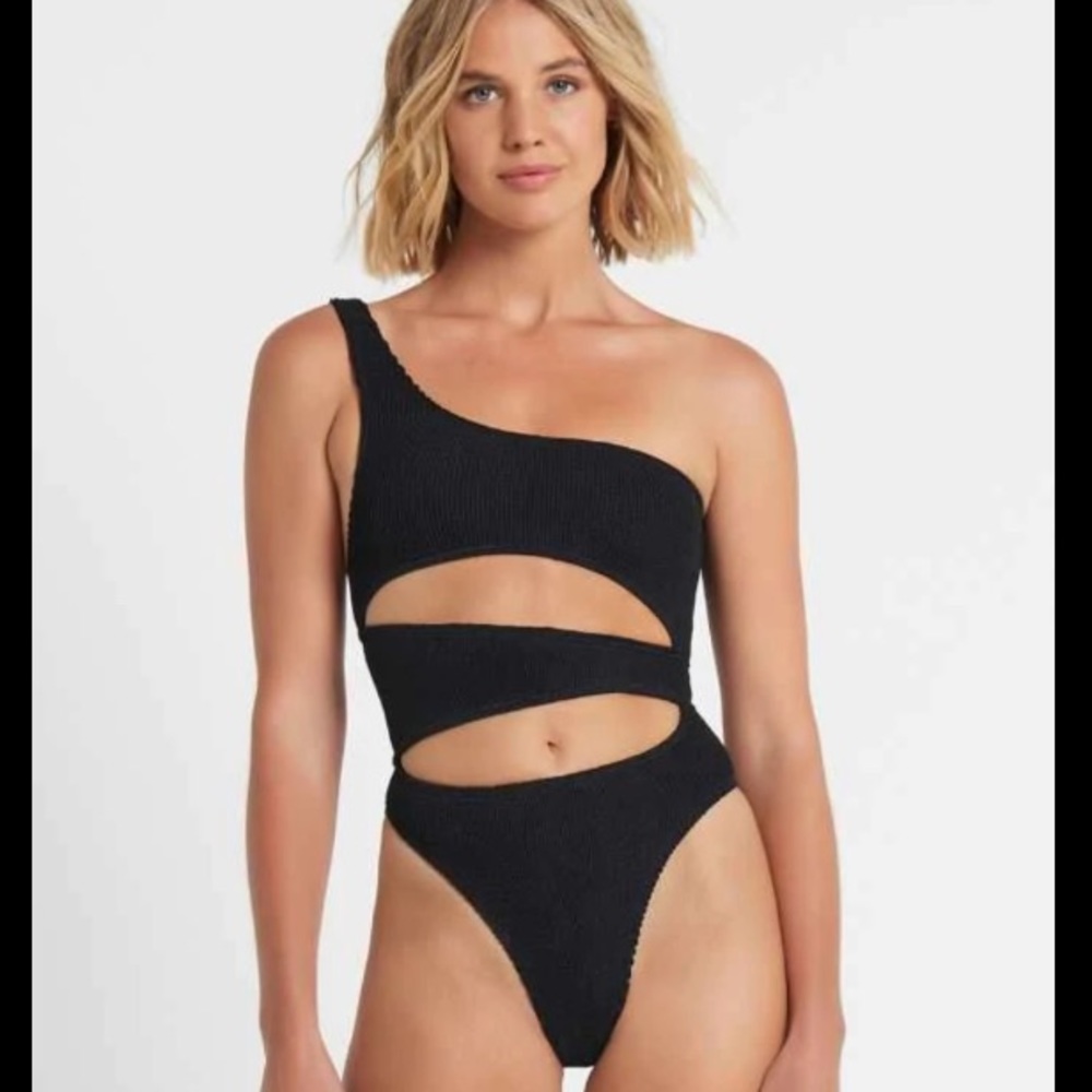 Elegant Black One-Shoulder Women Swim One Piece